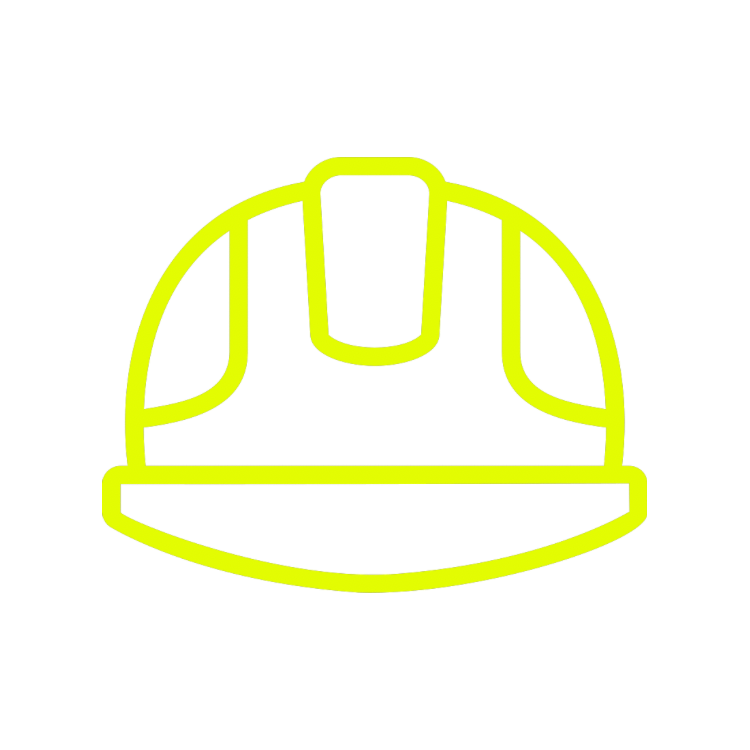 Outline of a yellow hard hat on a white background